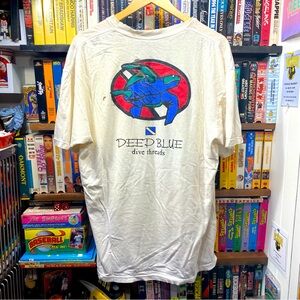 XL THRASHED DEEP BLUE DIVE THREADS BEACH TEE TURTLE GRAPHIC